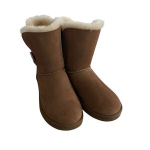 UGG Brown Cream Winter Rain Boots Sheepskin Lining